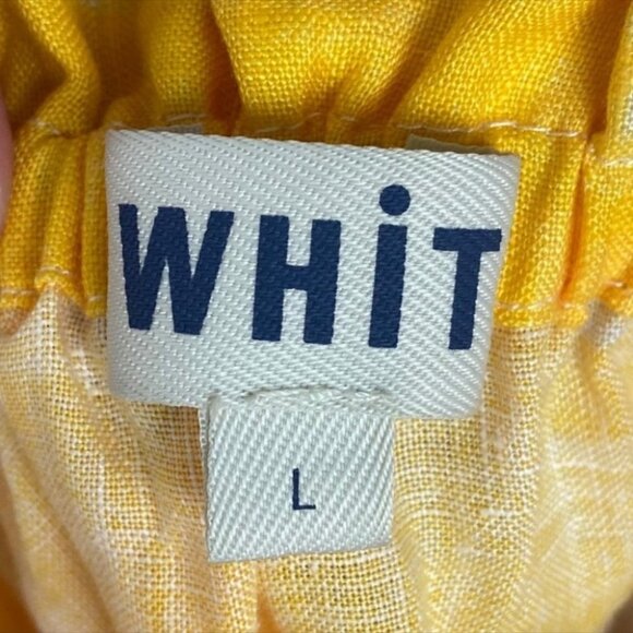 Anthropologie Whit Yellow Mariposa Top 100% Linen Size Large Gingham‎ Bohemian L - Picture 8 of 12